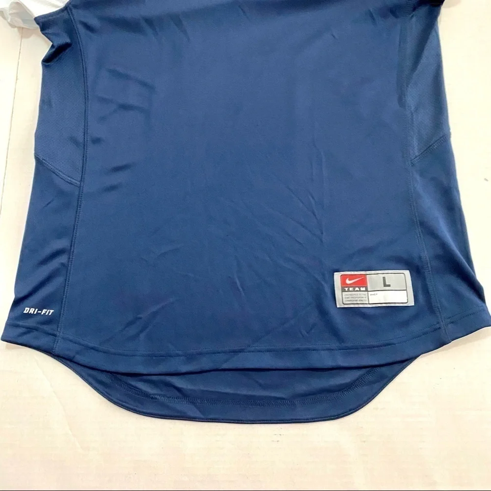 Blue White Nike Dri-Fit Team Athletic Jersey Shirt Large V-Neck Sport Jersey